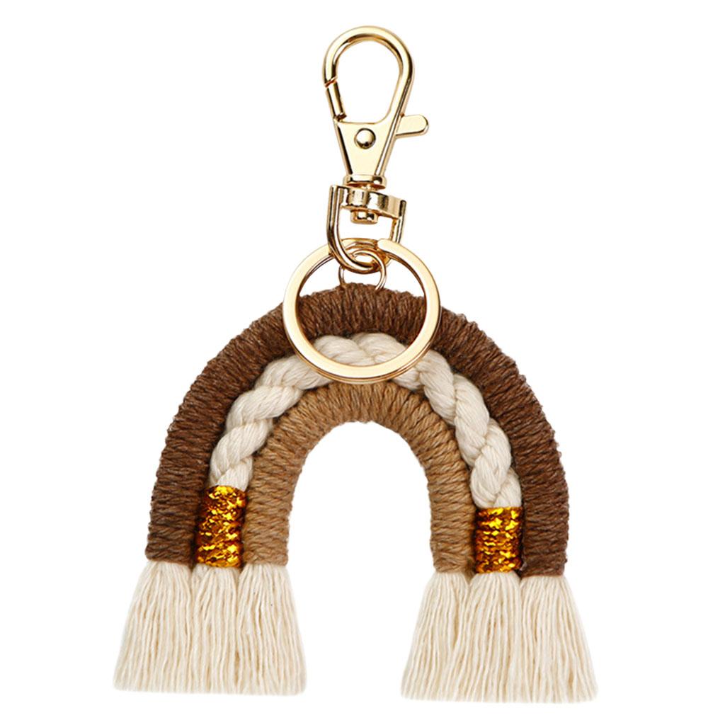 Rainbow Keychains Tassel Home Decor Handmade Boho Jewelry Making Brown