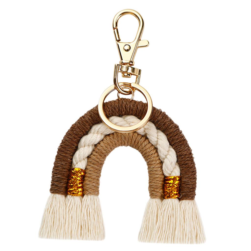 Rainbow Keychains Tassel Home Decor Handmade Boho Jewelry Making Brown