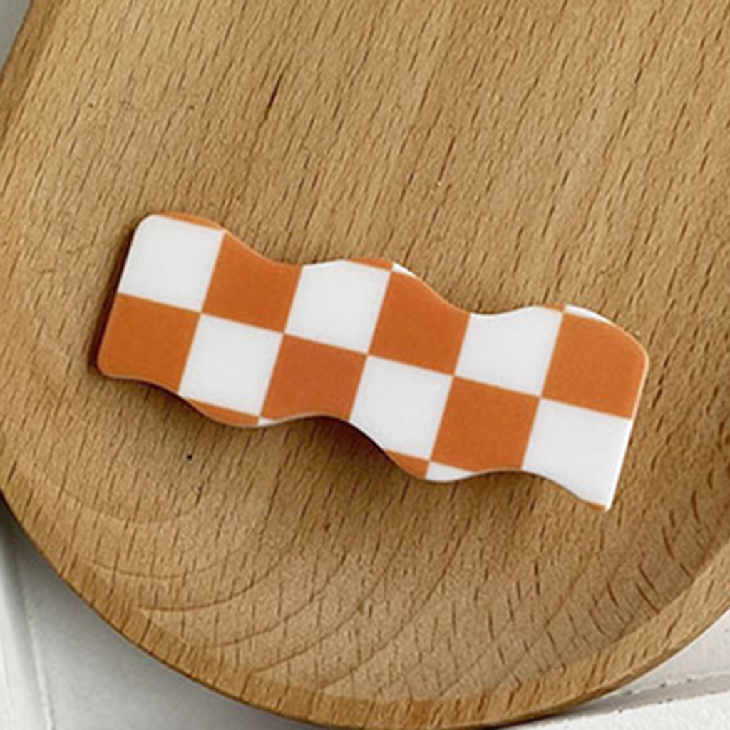 Hair Clip Checkerboard Hairpin Barrette Pins Girls Styling White Orange