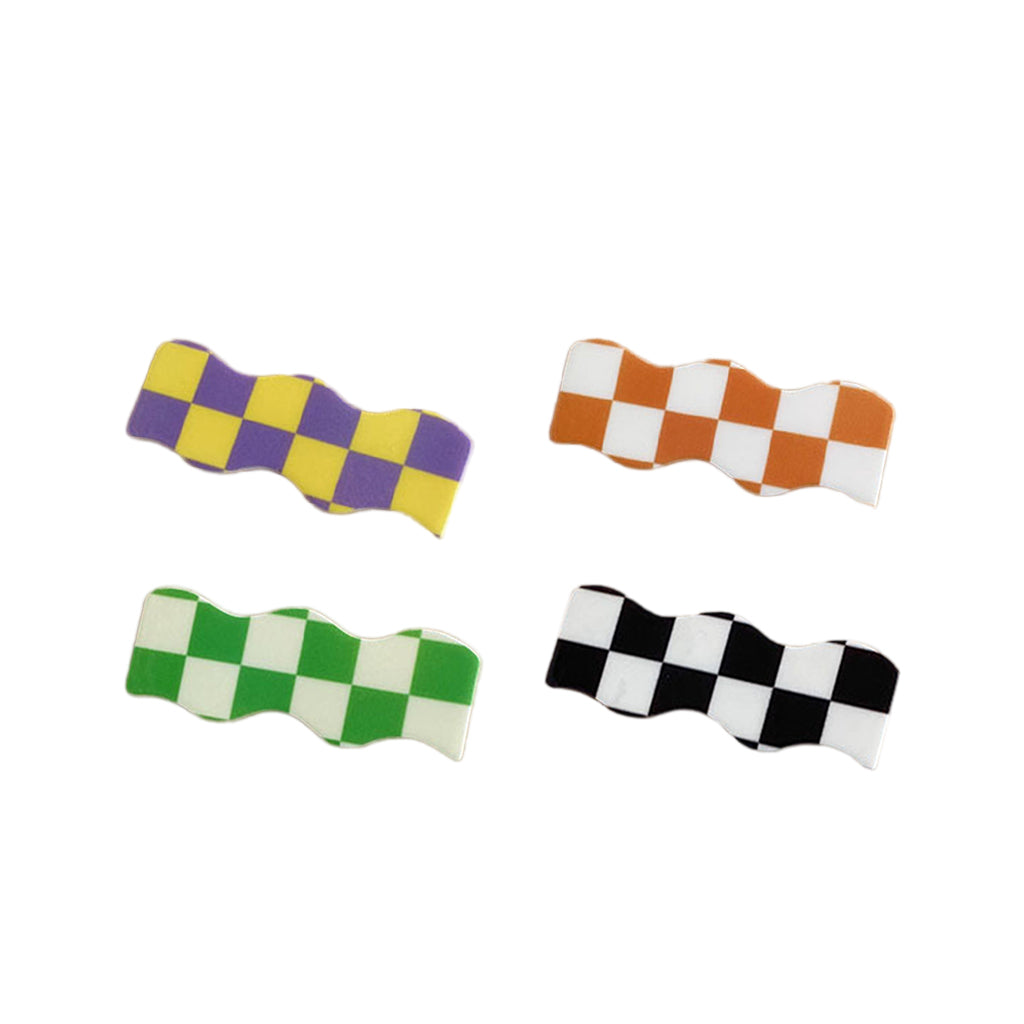 Hair Clip Checkerboard Hairpin Barrette Pins Girls Styling White Orange