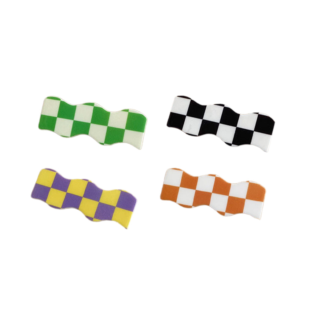 Hair Clip Checkerboard Hairpin Barrette Pins Girls Styling White Orange