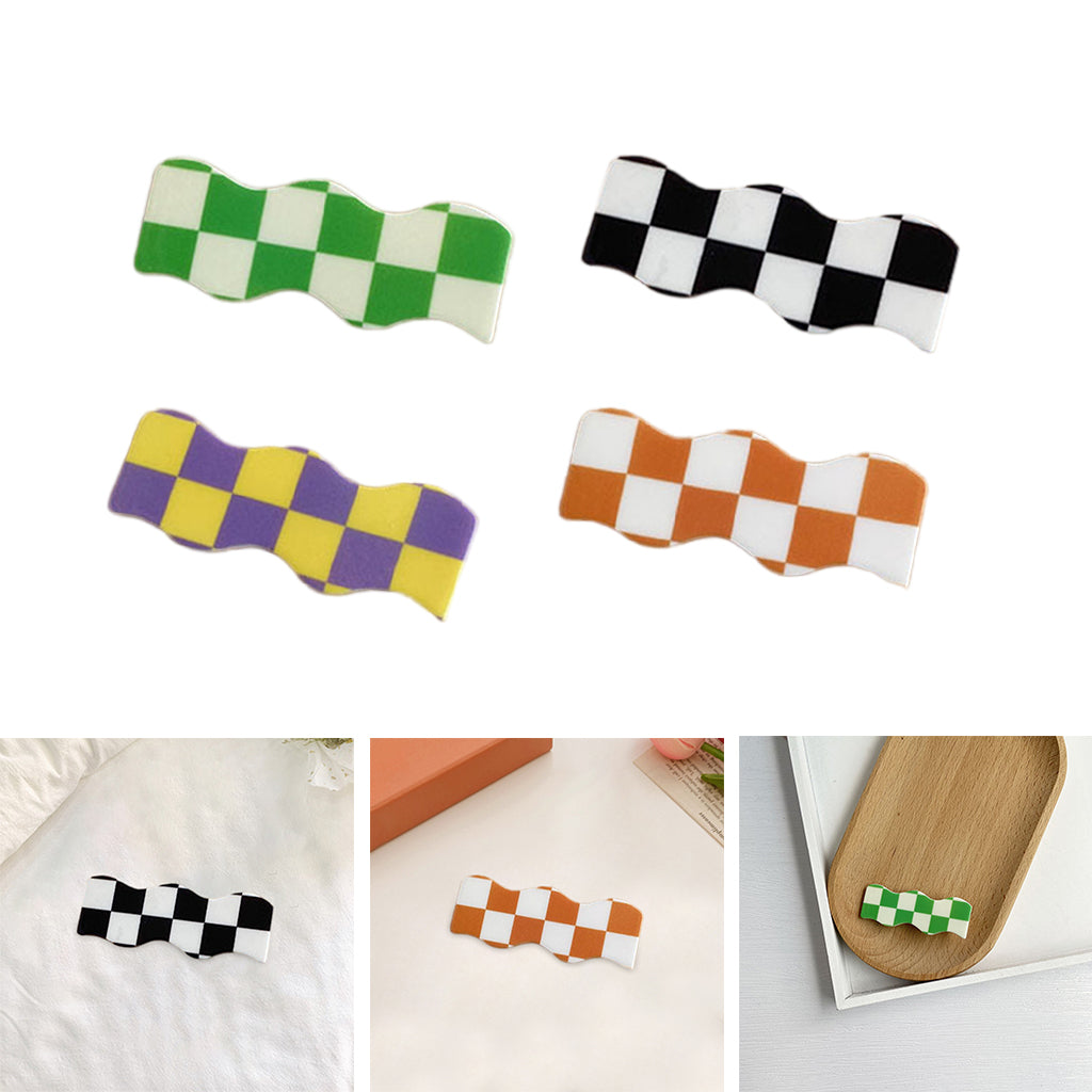 Hair Clip Checkerboard Hairpin Barrette Pins Girls Styling White Orange