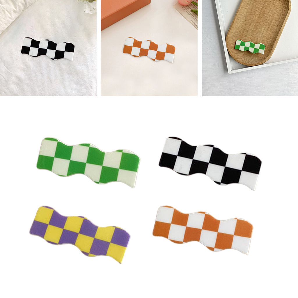 Hair Clip Checkerboard Hairpin Barrette Pins Girls Styling White Orange