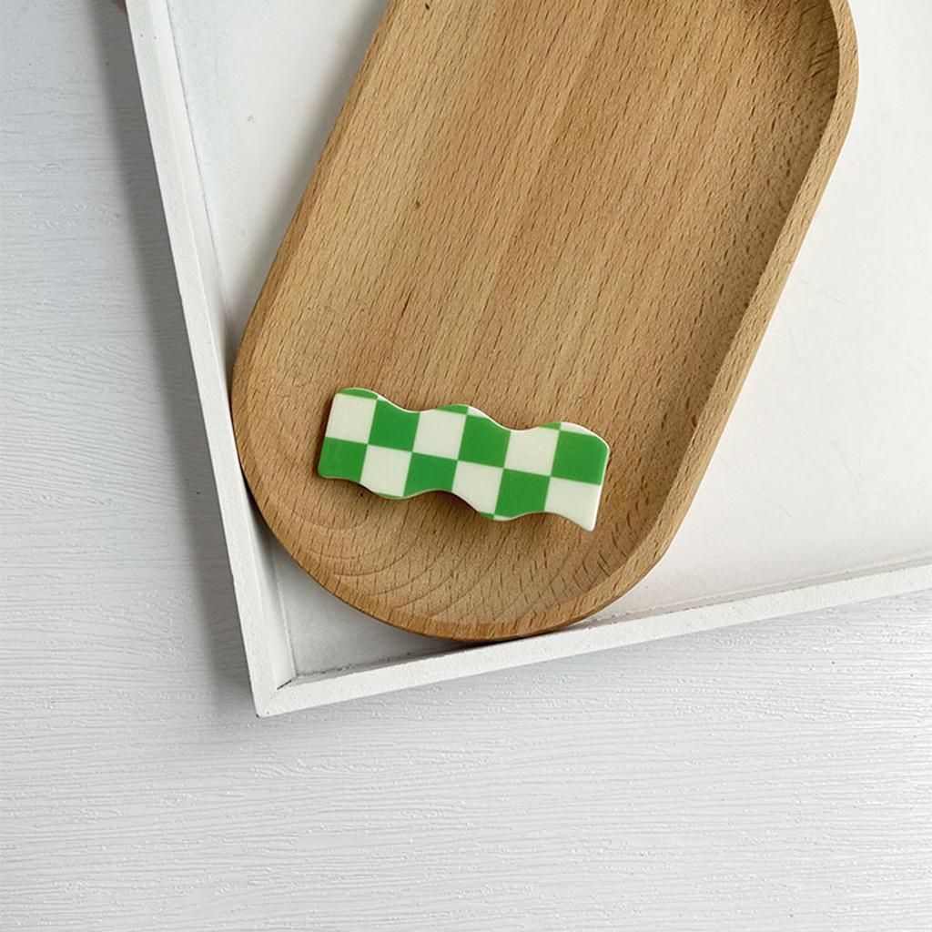 Hair Clip Checkerboard Hairpin Barrette Pins Girls Styling White Green