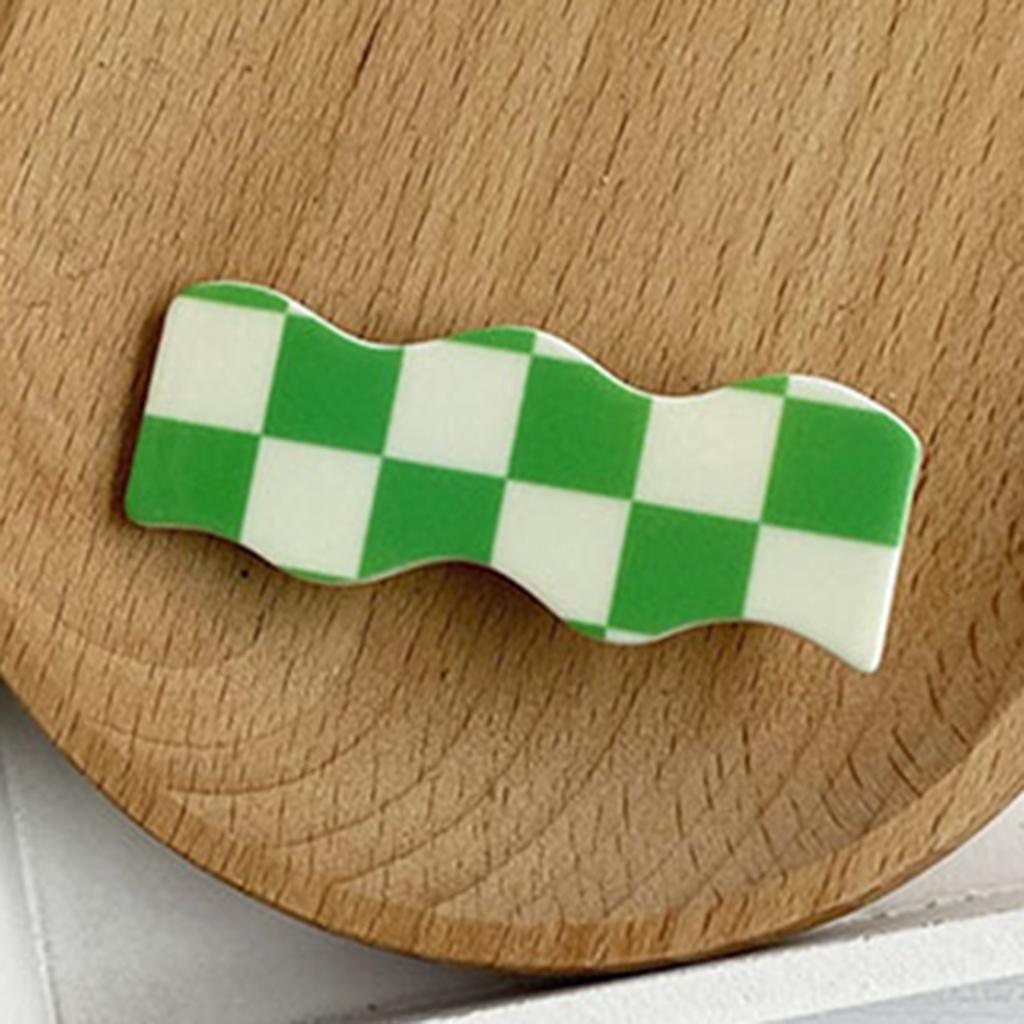 Hair Clip Checkerboard Hairpin Barrette Pins Girls Styling White Green