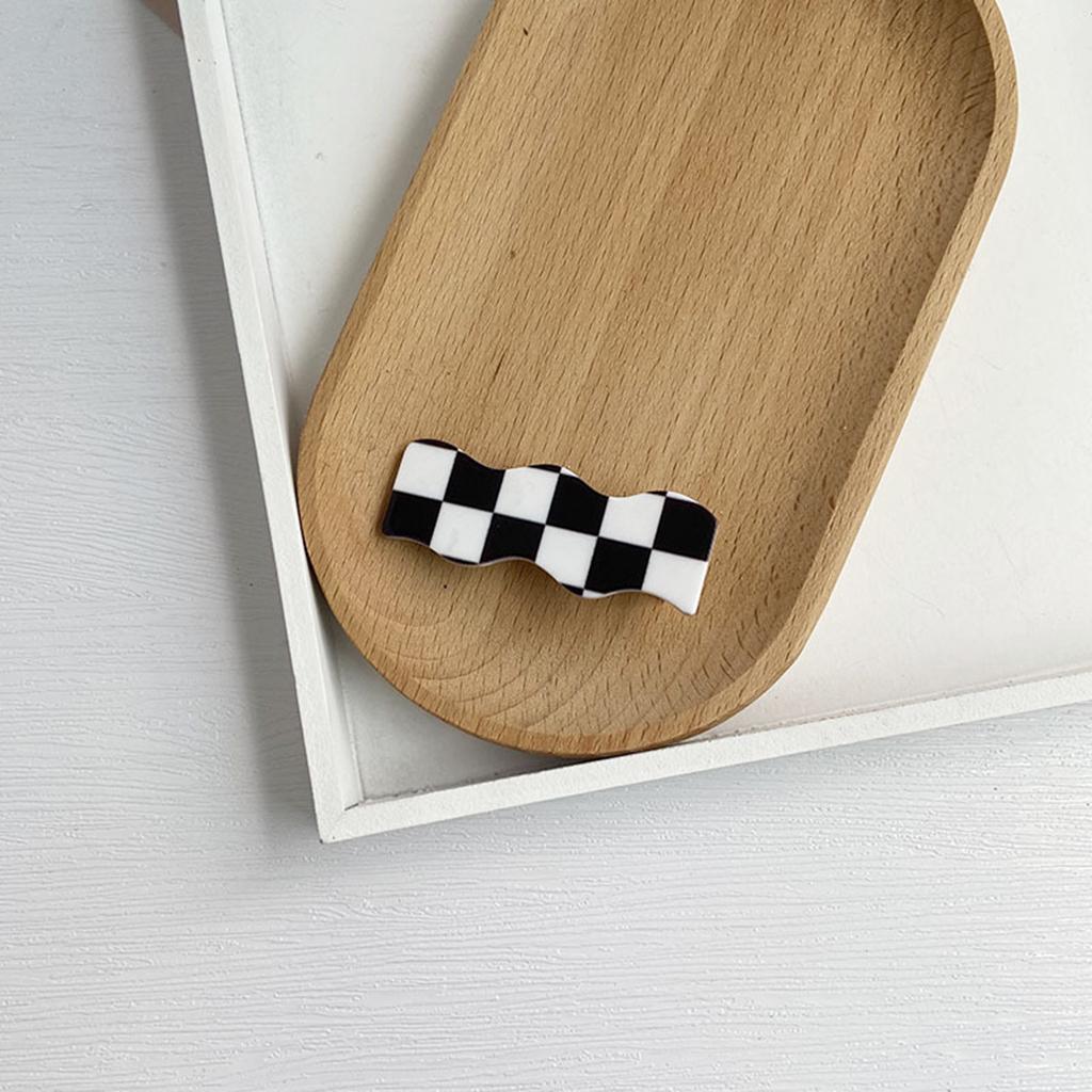 Hair Clip Checkerboard Hairpin Barrette Pins Girls Styling Black White