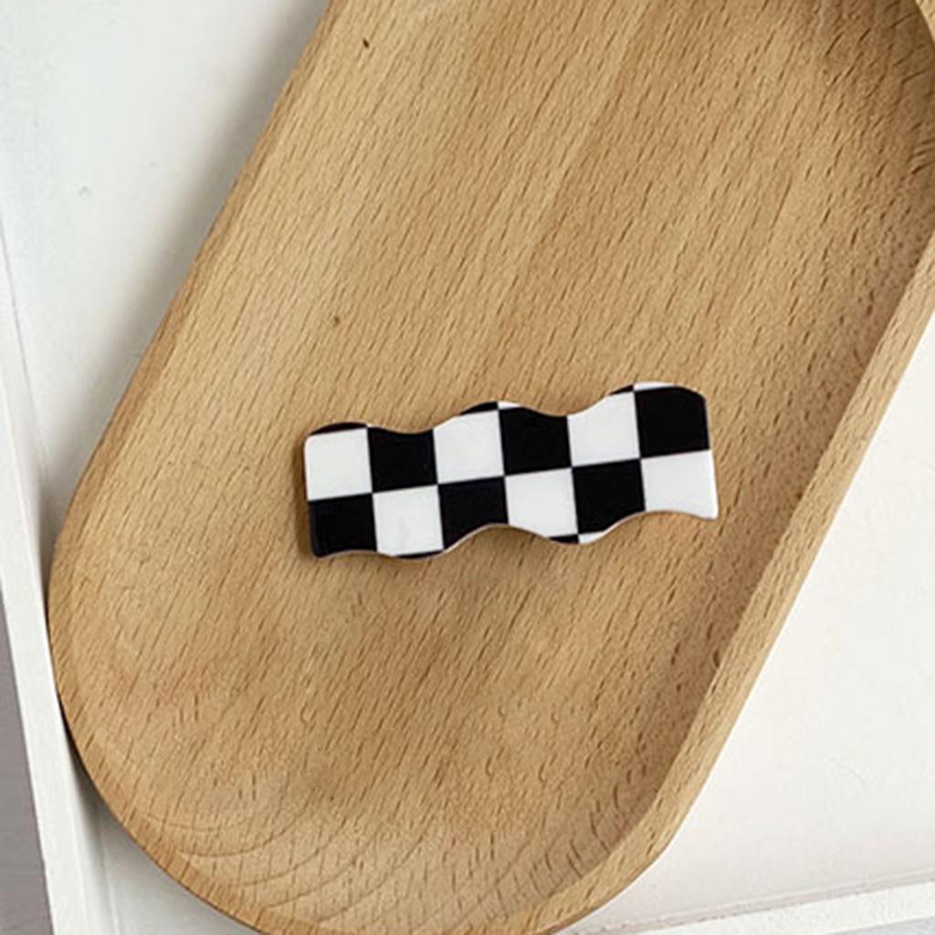 Hair Clip Checkerboard Hairpin Barrette Pins Girls Styling Black White