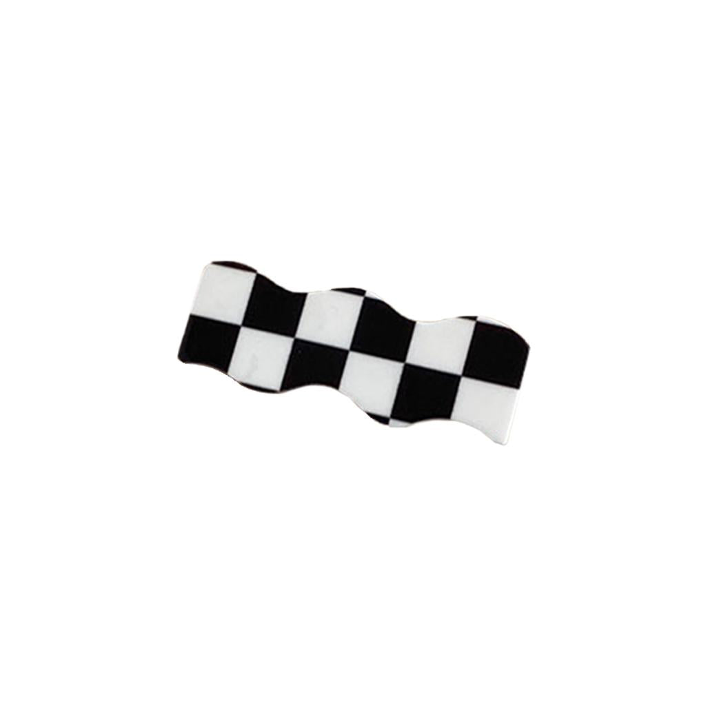Hair Clip Checkerboard Hairpin Barrette Pins Girls Styling Black White