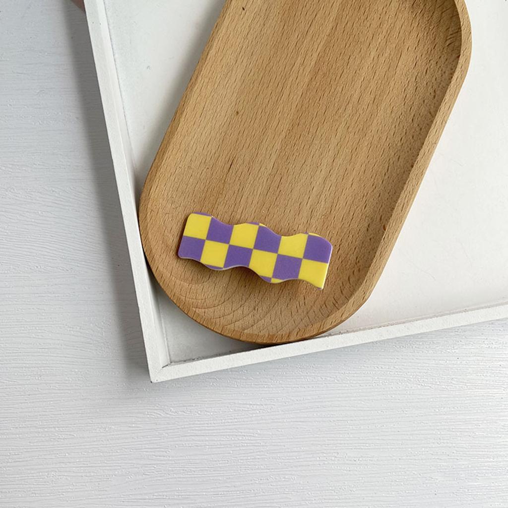 Hair Clip Checkerboard Hairpin Barrette Pins Girls Styling Yellow Purple