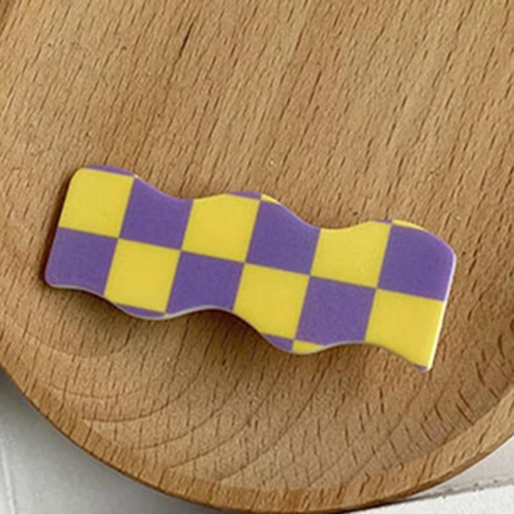 Hair Clip Checkerboard Hairpin Barrette Pins Girls Styling Yellow Purple