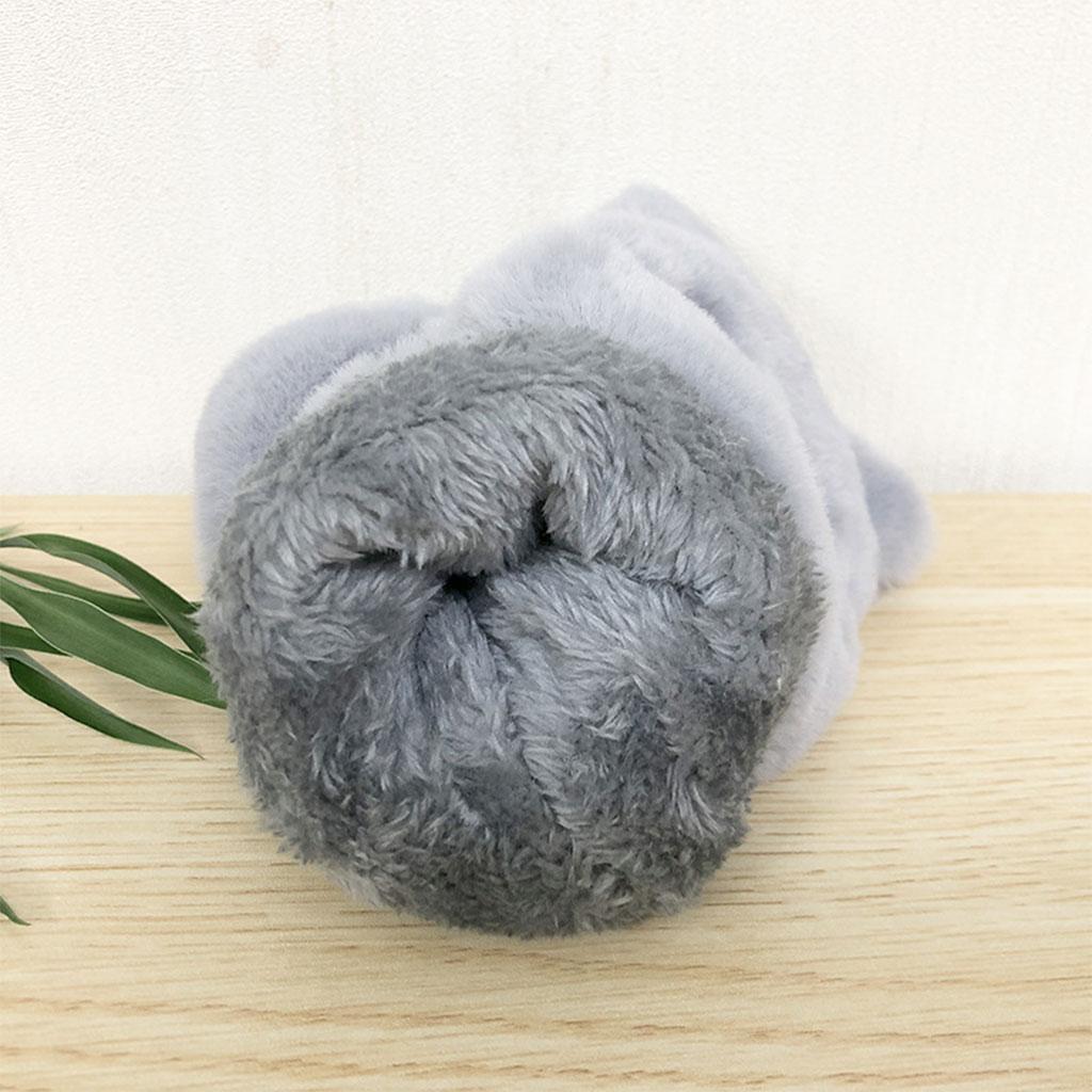 Flip Mittens Women Girl Plush Thick Faux Fur Warm Fingerless Gloves Gray