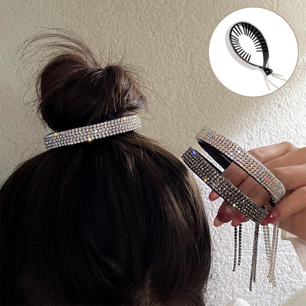 Women Hair Clip Rhinestone Hairpin Hair Claws Ponytail Bun Holder AB Color