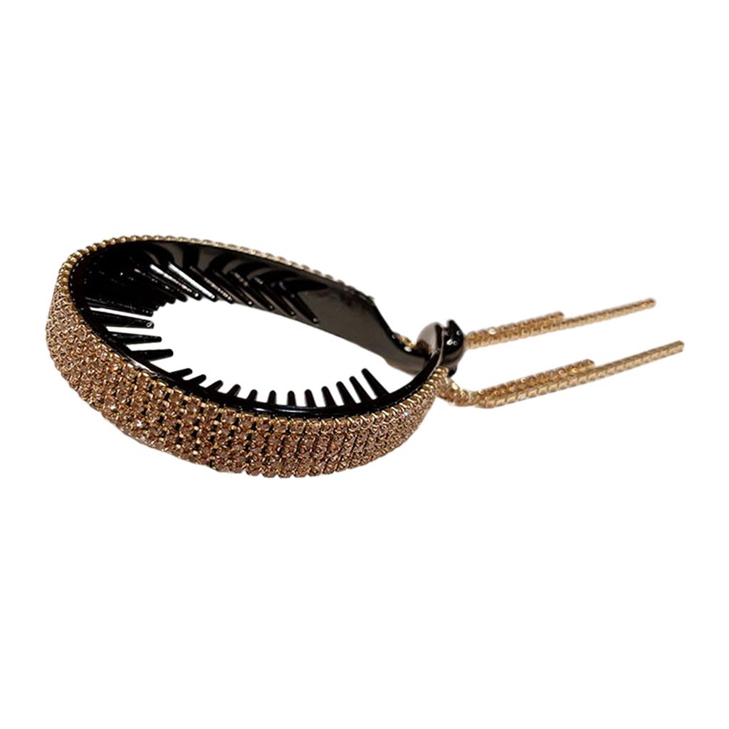 Women Hair Clip Rhinestone Hairpin Hair Claws Ponytail Bun Holder Champagne