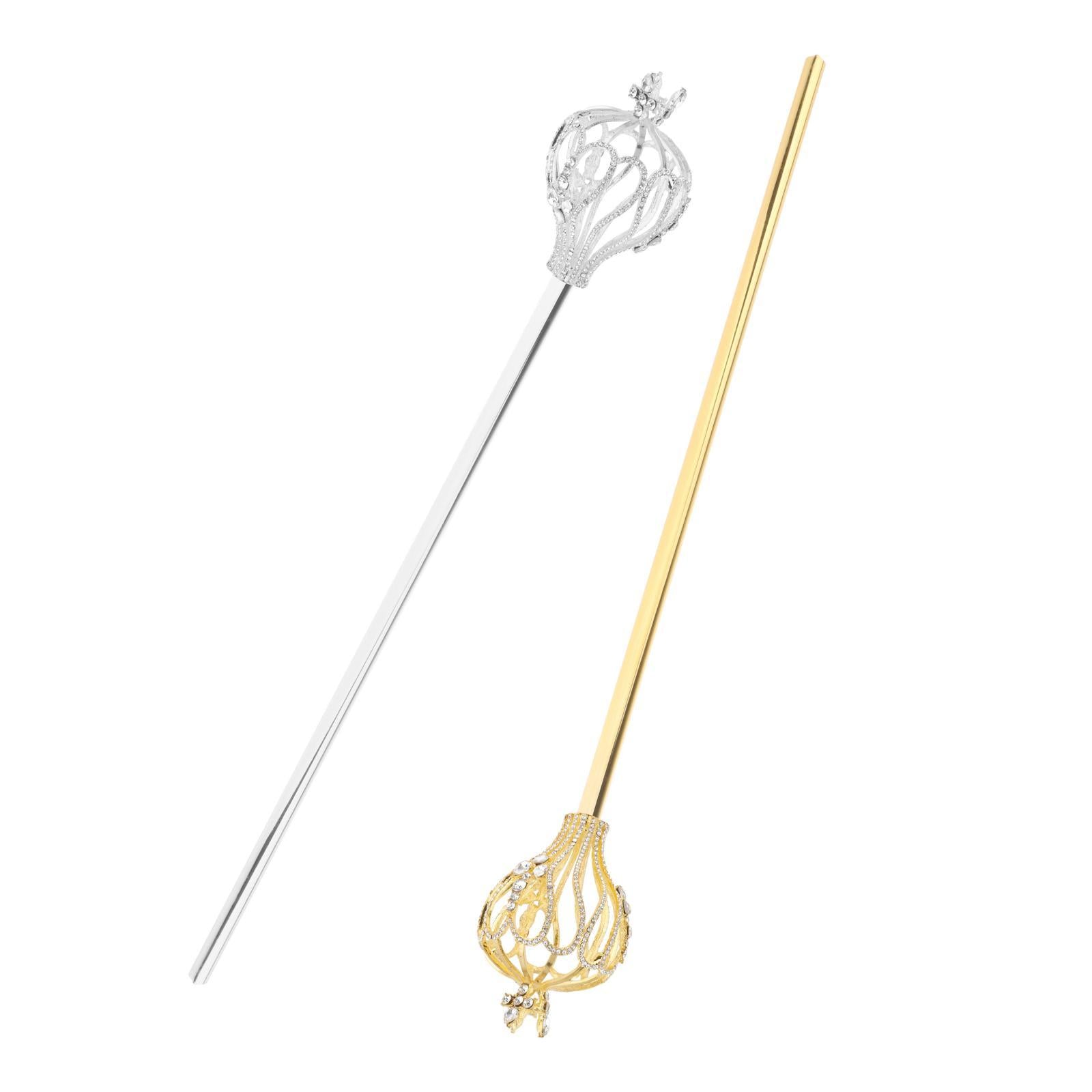 Rhinestone Scepter Royal Fairy Wand for Pageant Gifts Fancy Dress Silver