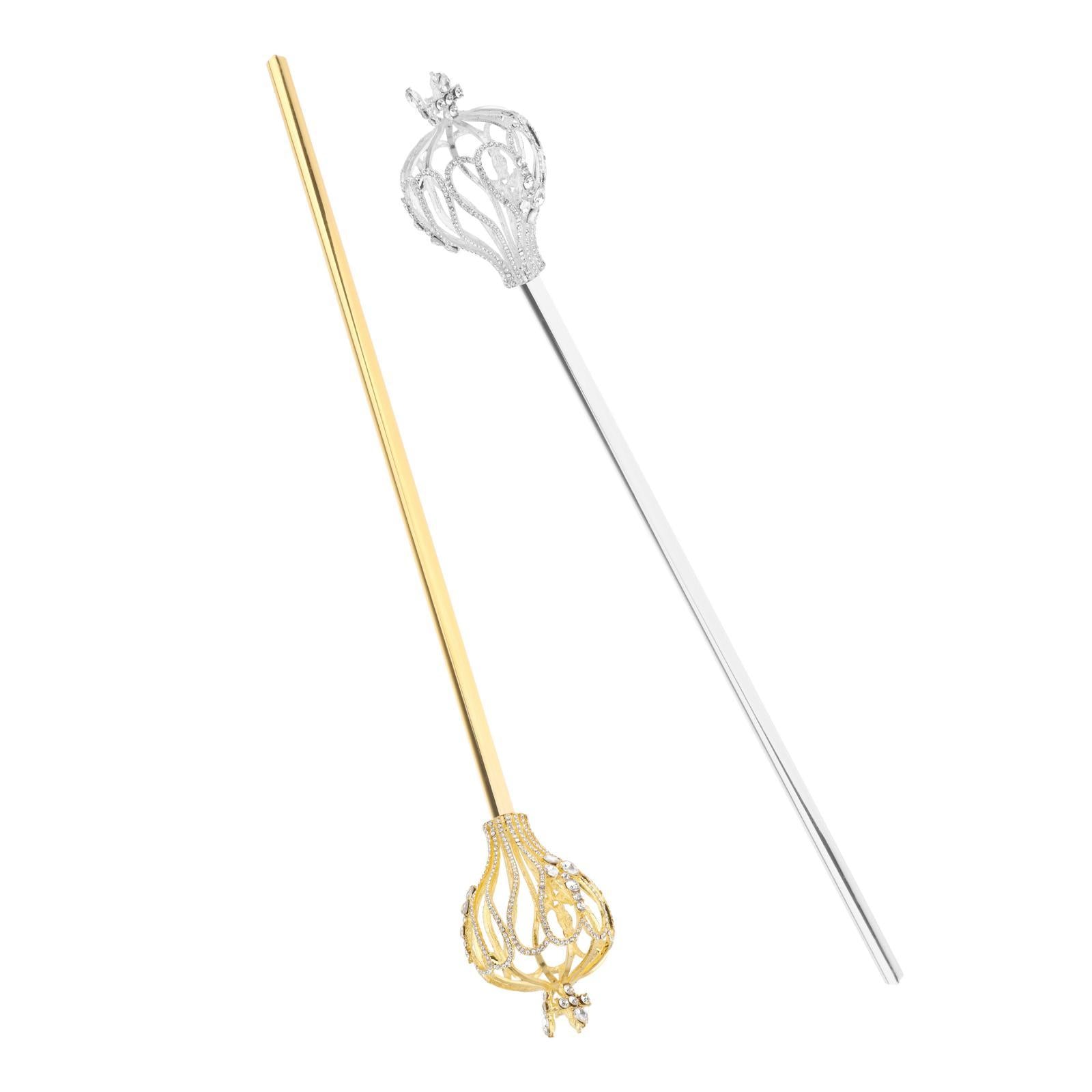 Rhinestone Scepter Royal Fairy Wand for Pageant Gifts Fancy Dress Silver