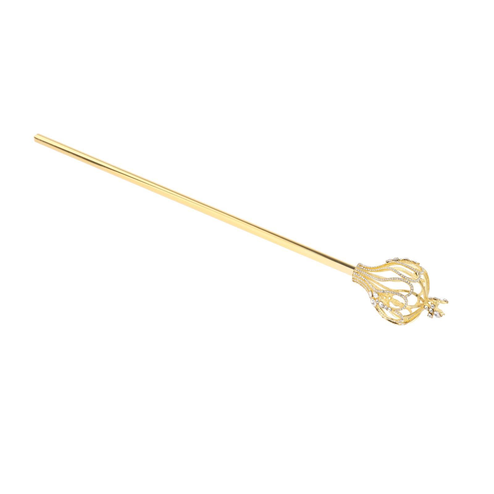Rhinestone Scepter Royal Fairy Wand for Pageant Gifts Fancy Dress Gold