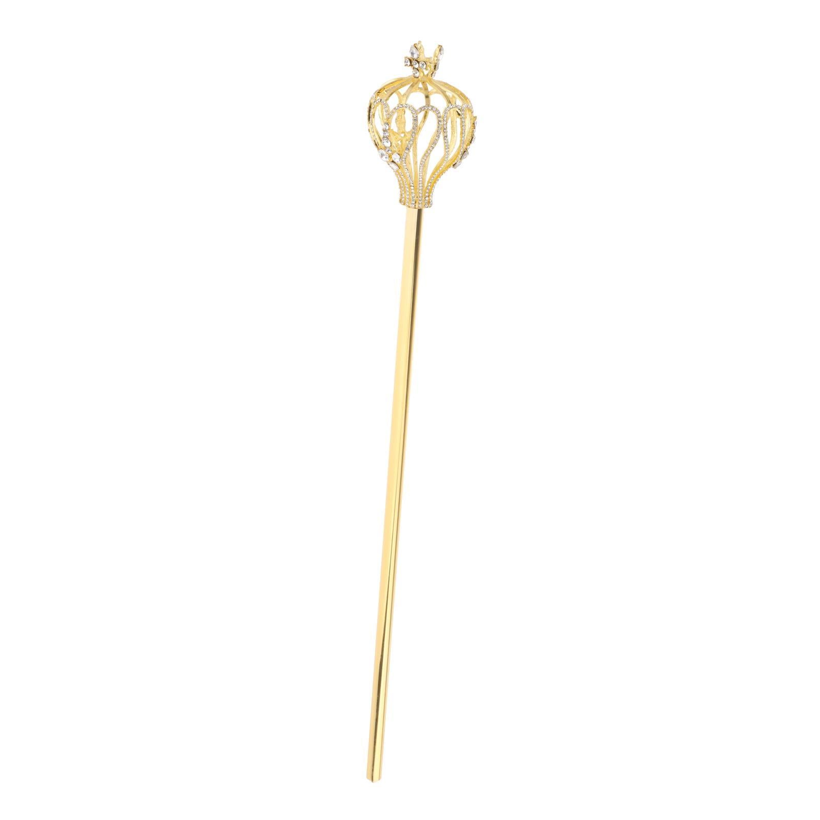 Rhinestone Scepter Royal Fairy Wand for Pageant Gifts Fancy Dress Gold