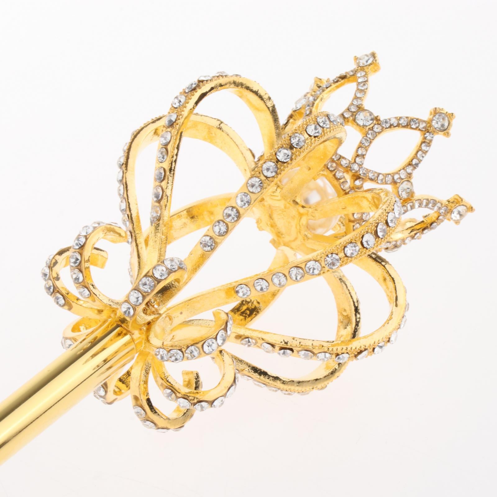 Alloy Fairy Wands Queen Scepter Handheld Props Cosplay Golden rhinestone