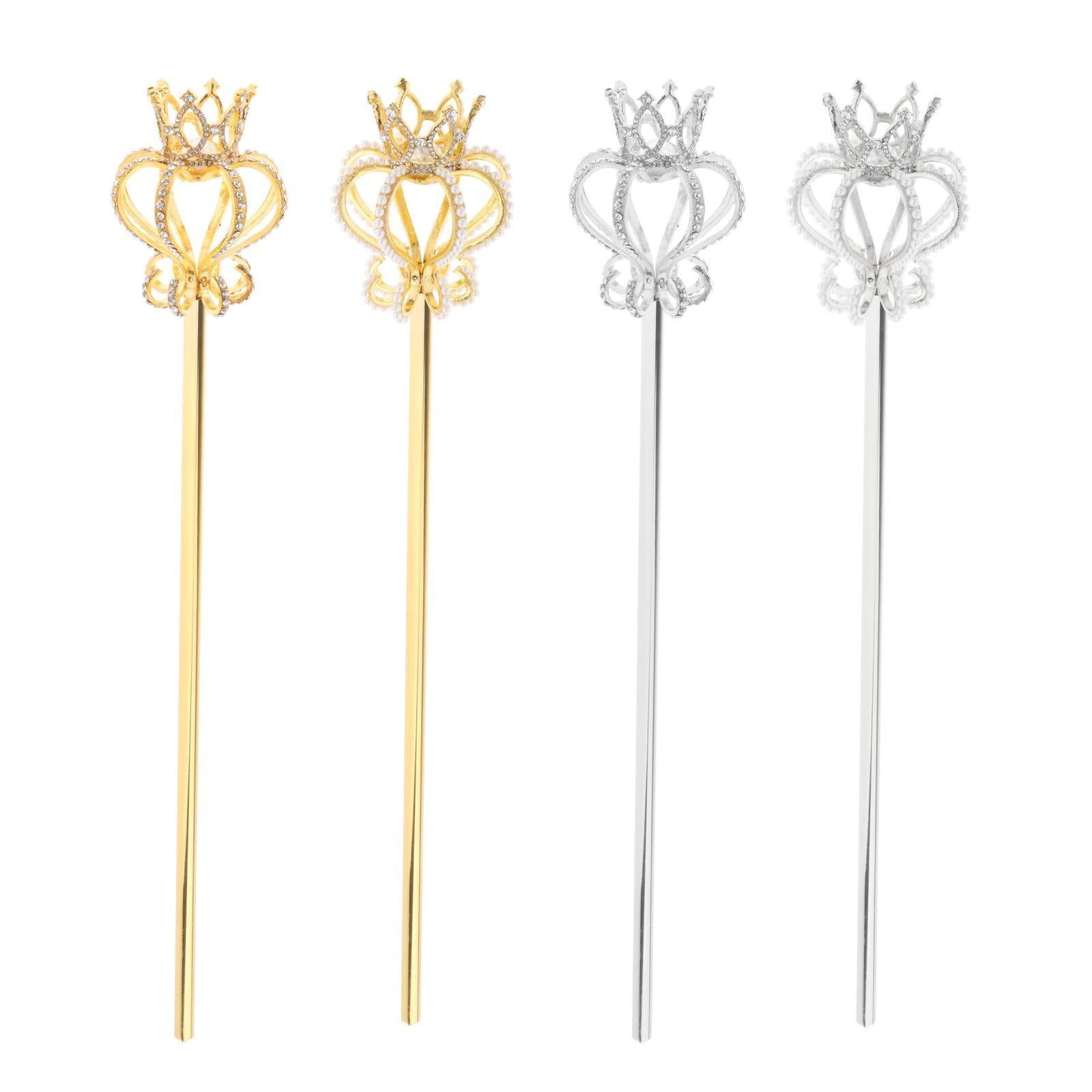 Alloy Fairy Wands Queen Scepter Handheld Props Cosplay Golden rhinestone