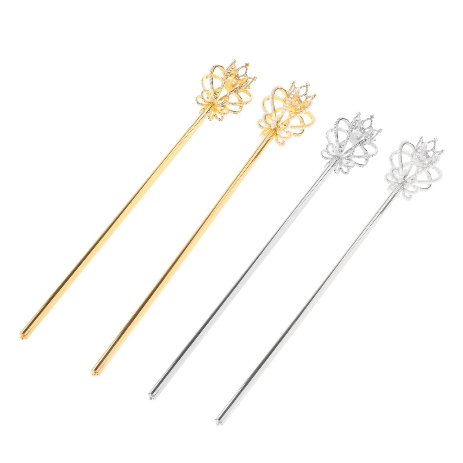 Alloy Fairy Wands Queen Scepter Handheld Props Cosplay Golden rhinestone