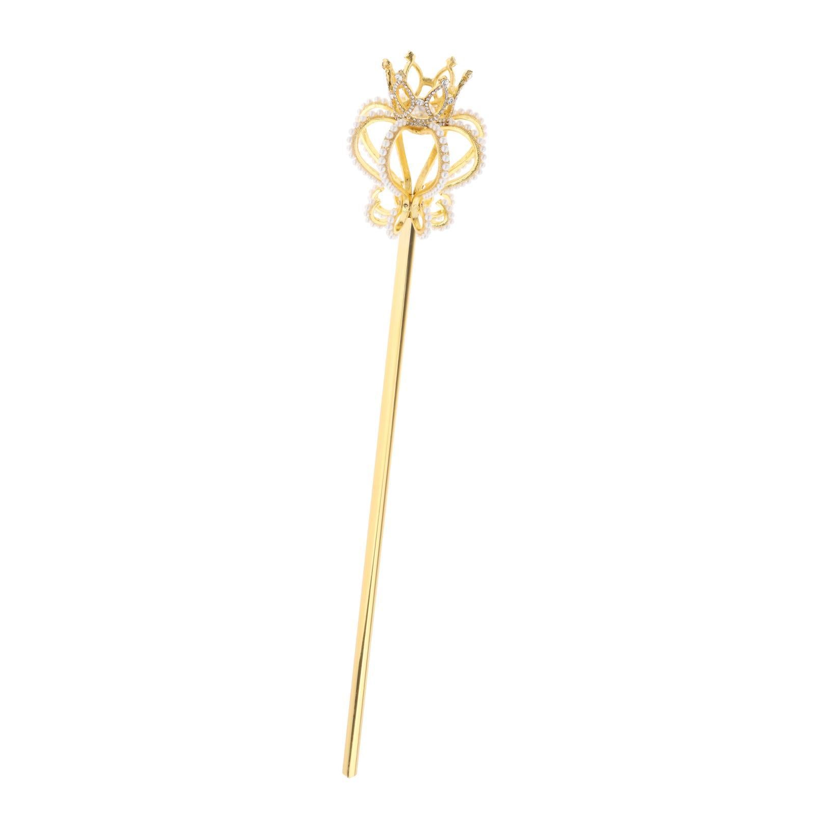 Alloy Fairy Wands Queen Scepter Handheld Props Cosplay Golden pearl