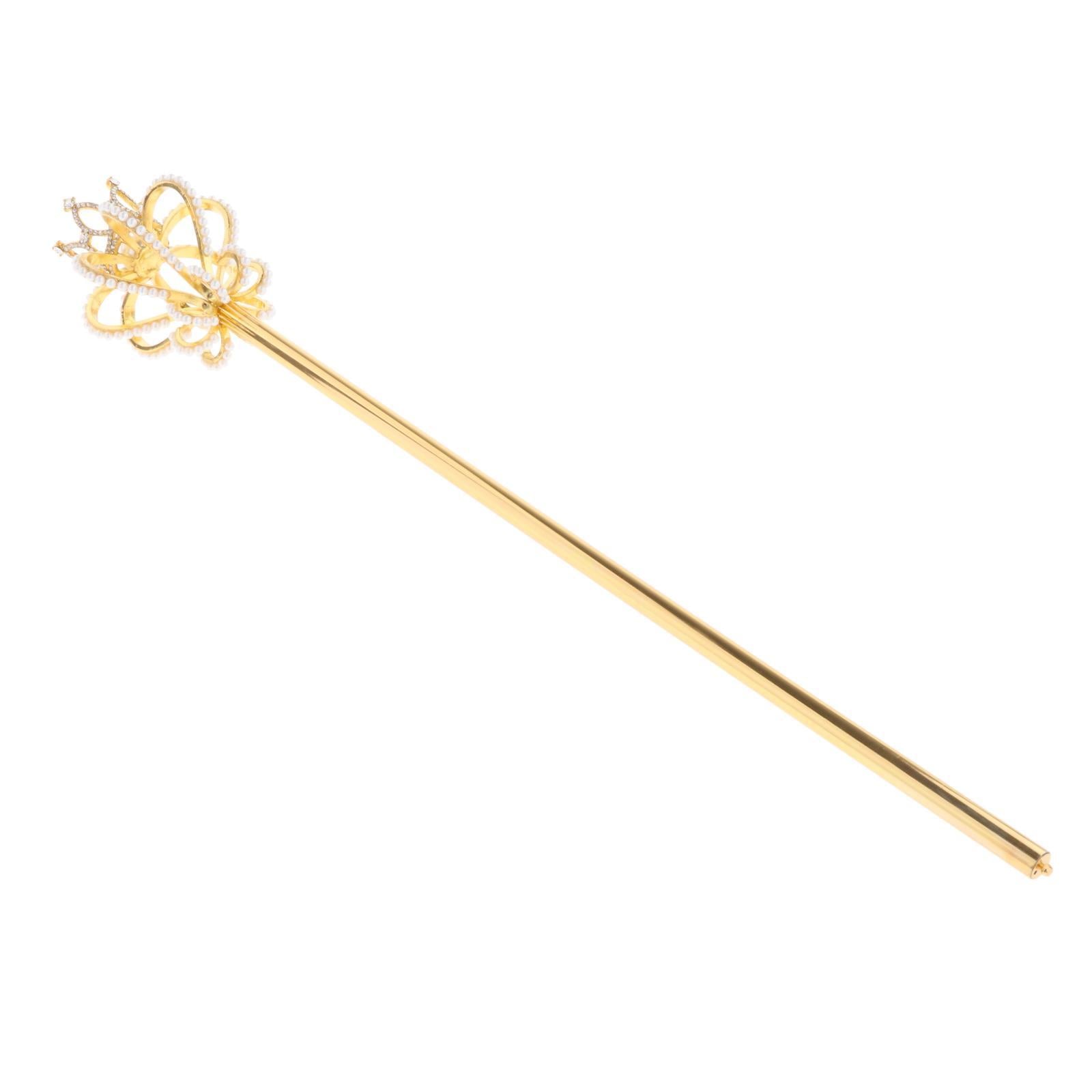 Alloy Fairy Wands Queen Scepter Handheld Props Cosplay Golden pearl