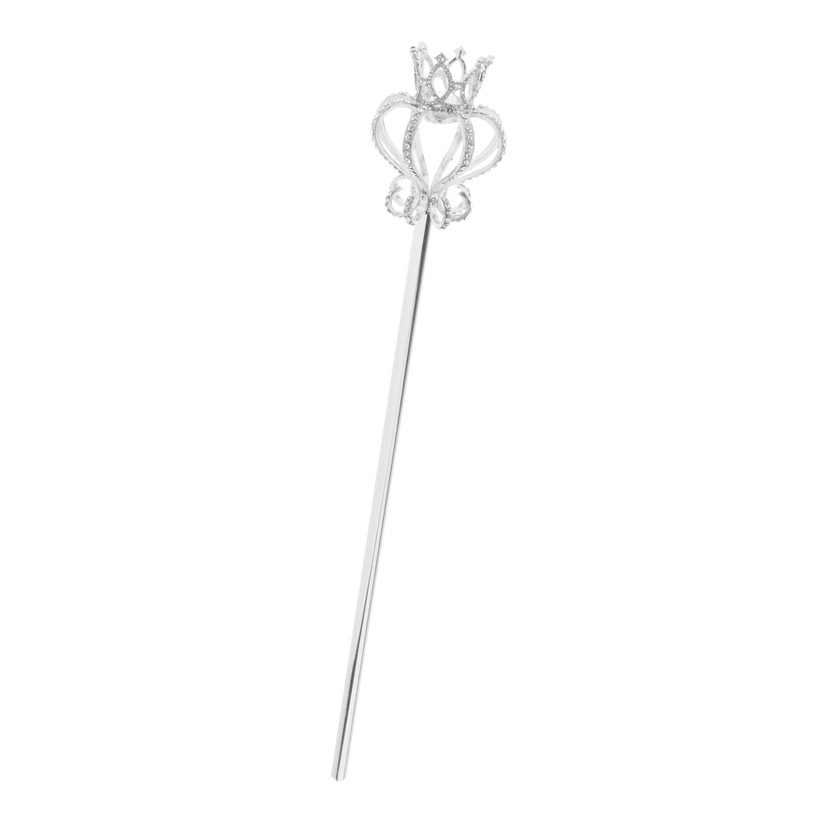Alloy Fairy Wands Queen Scepter Handheld Props Cosplay Silver rhinestones