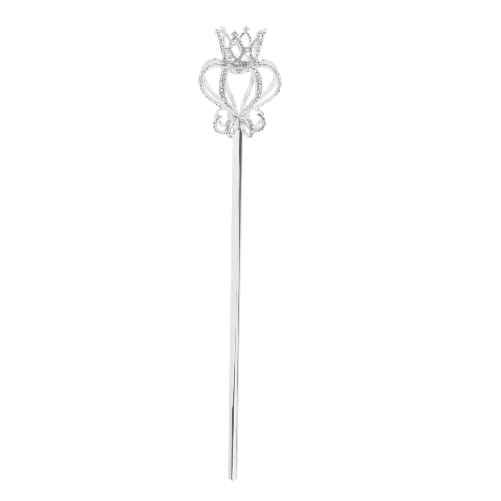 Alloy Fairy Wands Queen Scepter Handheld Props Cosplay Silver rhinestones