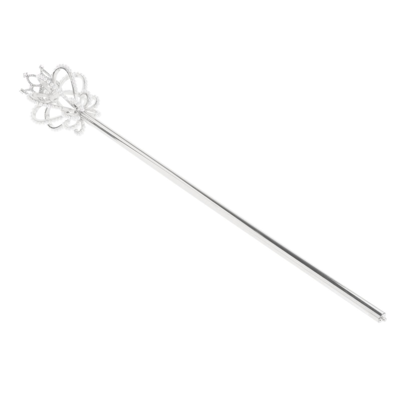 Alloy Fairy Wands Queen Scepter Handheld Props Cosplay Silver pearl