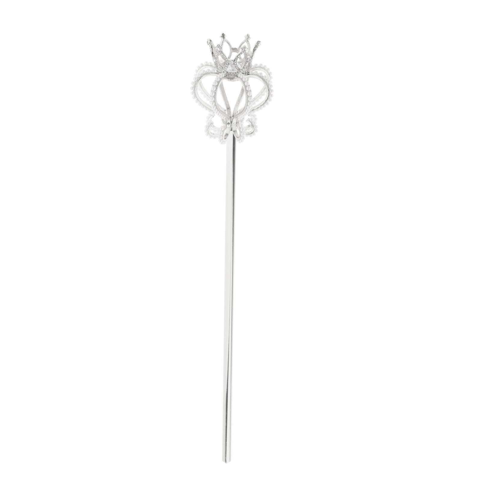 Alloy Fairy Wands Queen Scepter Handheld Props Cosplay Silver pearl