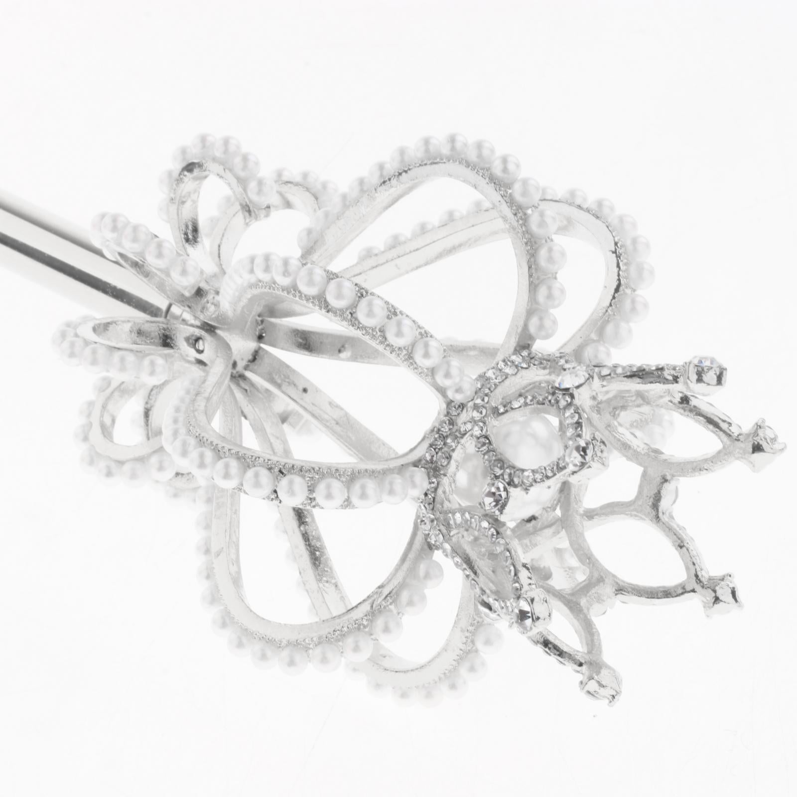 Alloy Fairy Wands Queen Scepter Handheld Props Cosplay Silver pearl