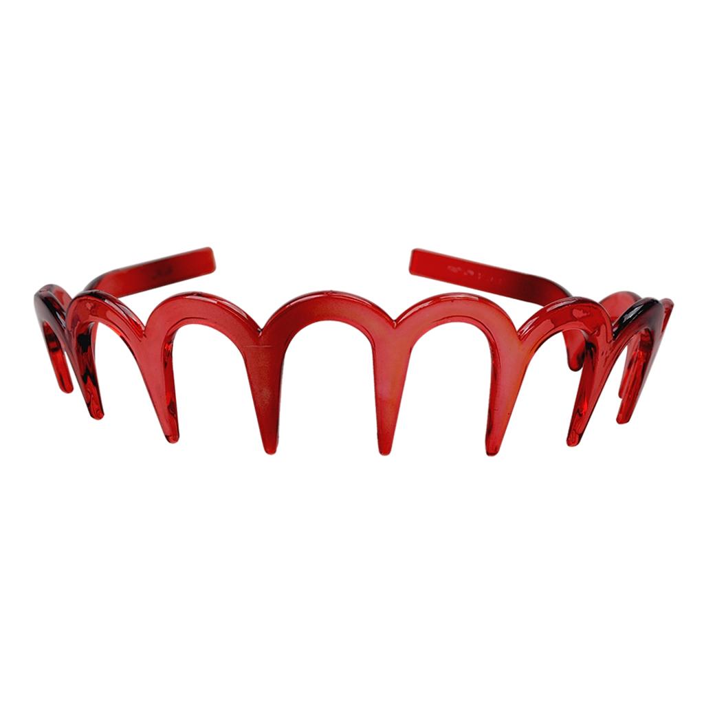 Shark Tooth Hairband Zig Wave Headbands Non Slip Red for Sports Gym Women