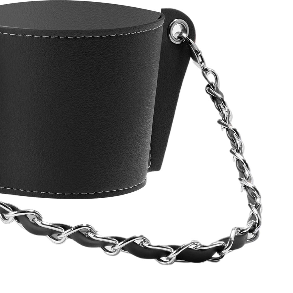 PU Leather Cup Sleeve Covers Beverage Carrier Hot Cold Drink Outdoor black