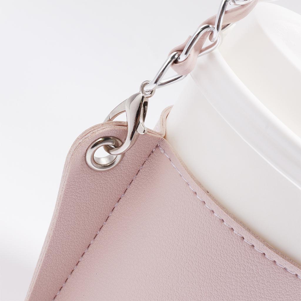 PU Leather Cup Sleeve Covers Beverage Carrier Hot Cold Drink Outdoor pink