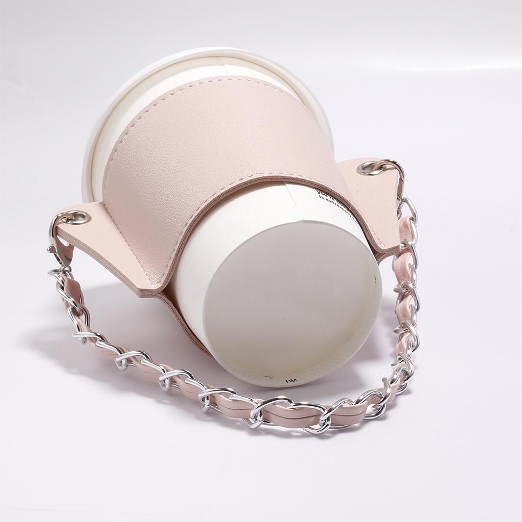 PU Leather Cup Sleeve Covers Beverage Carrier Hot Cold Drink Outdoor pink