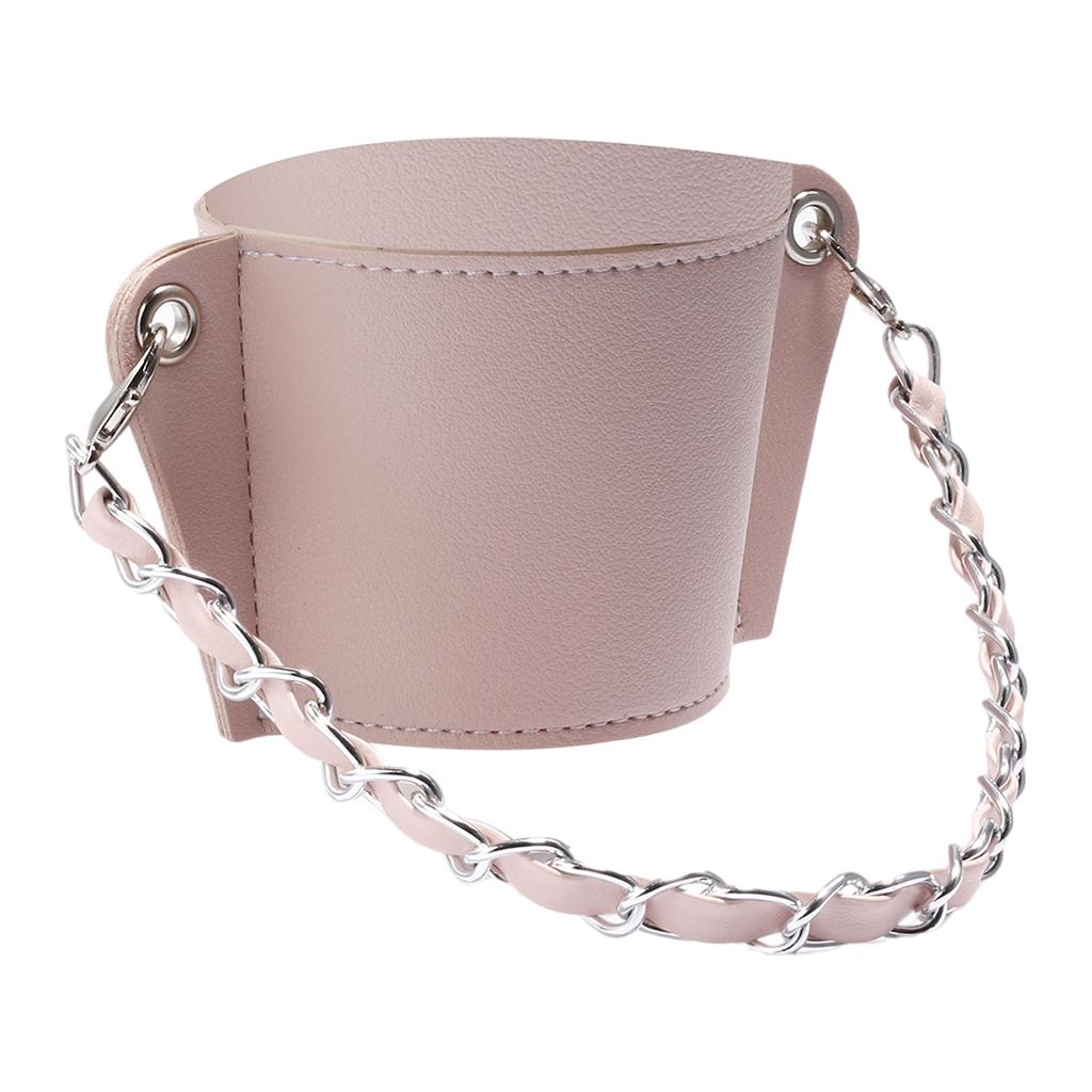 PU Leather Cup Sleeve Covers Beverage Carrier Hot Cold Drink Outdoor pink
