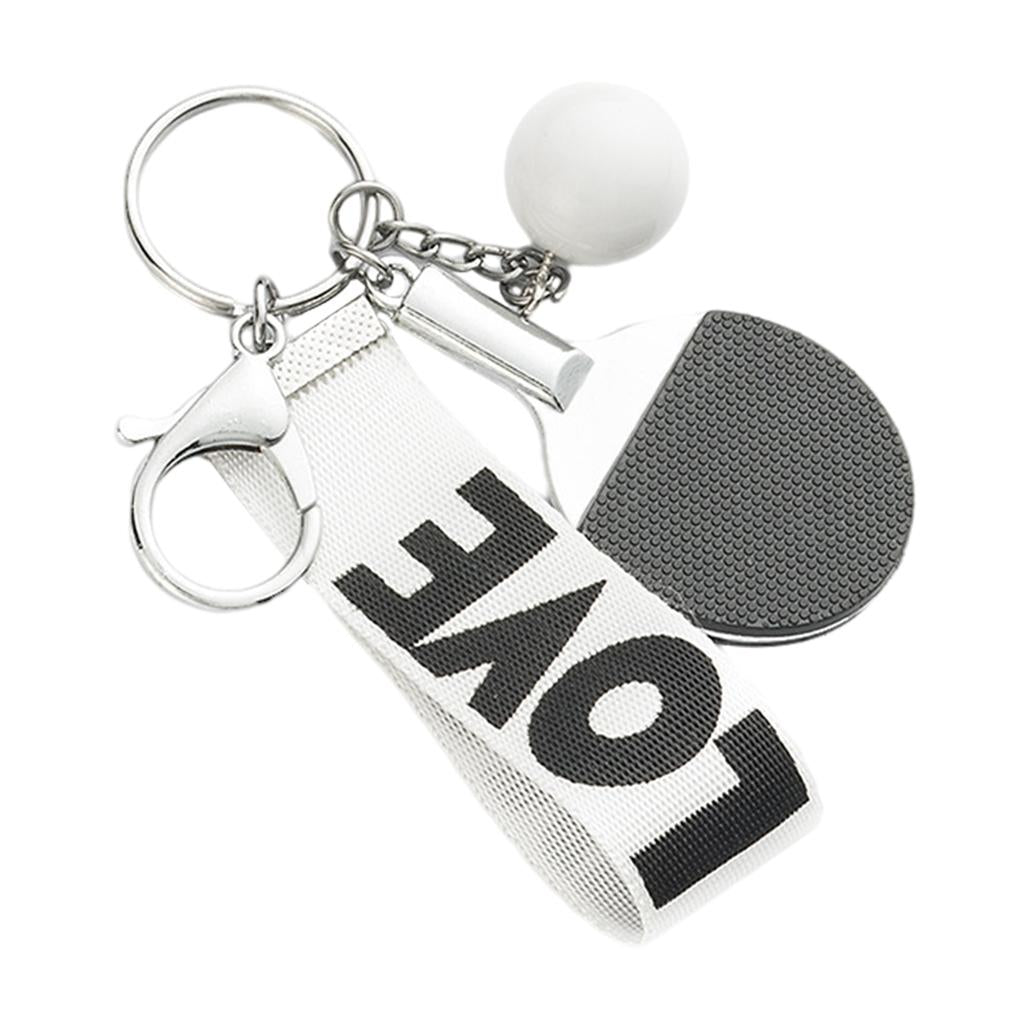 Table Tennis Keychains Key Ring Charm Key Chain Wallet Car Keys White Black