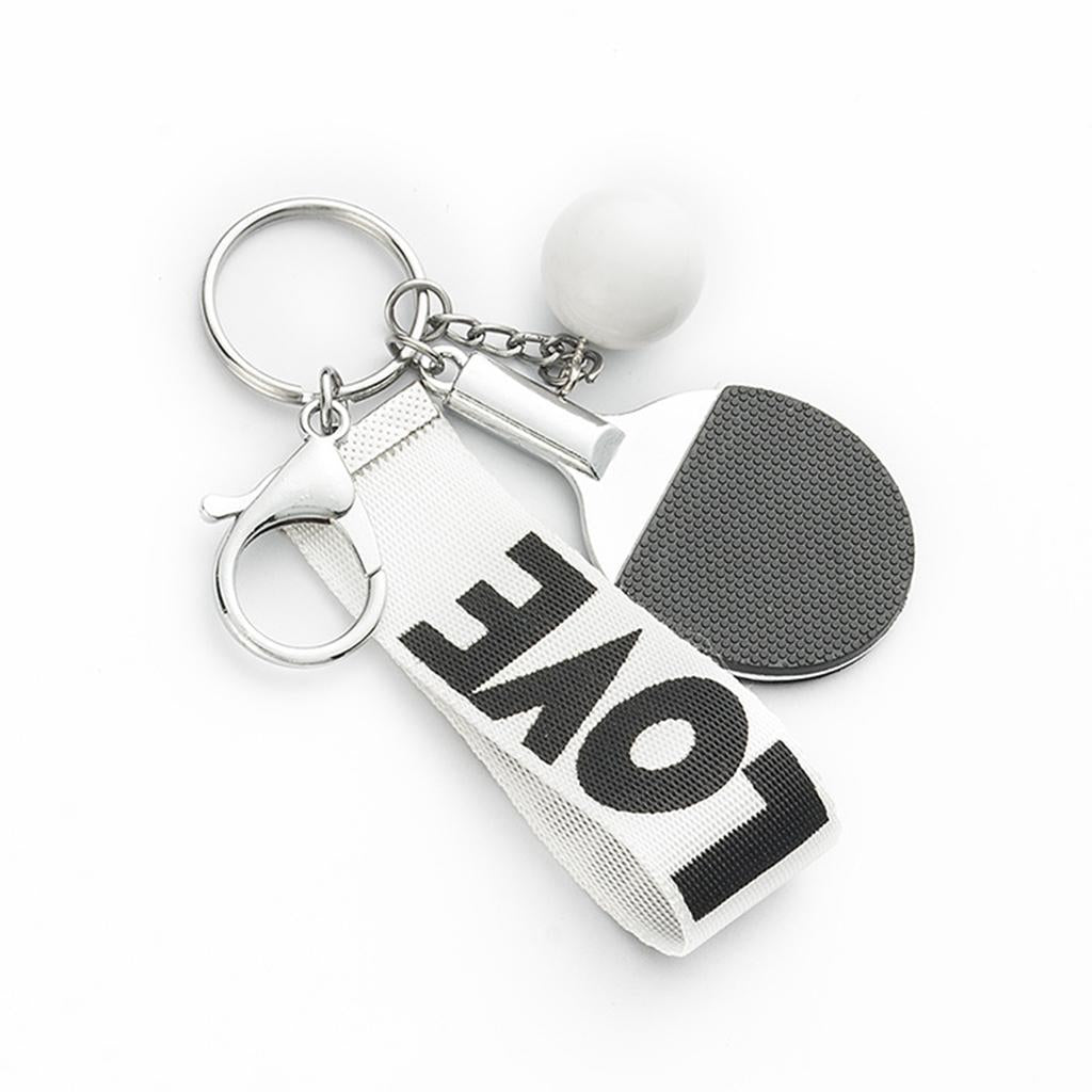 Table Tennis Keychains Key Ring Charm Key Chain Wallet Car Keys White Black