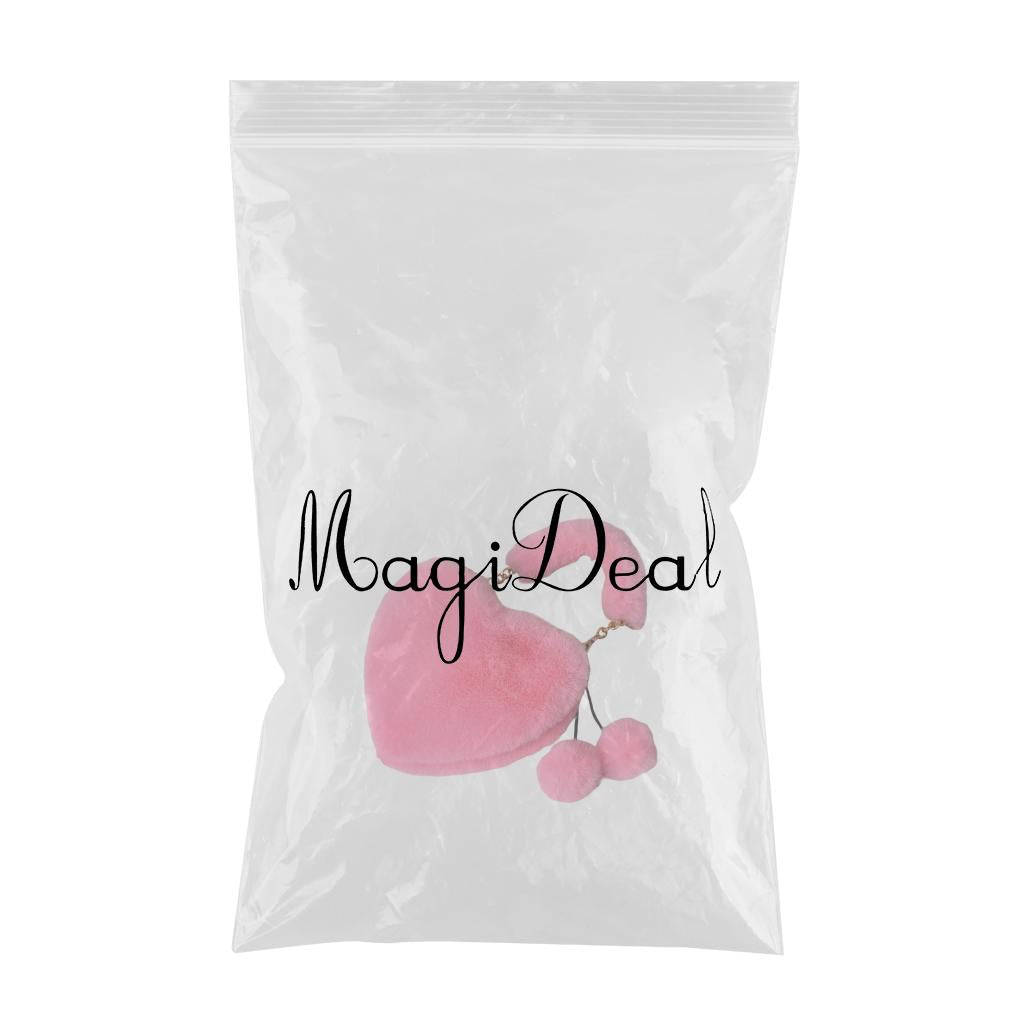 Stylish Women's Faux Fur Handbag Plush Furry Top-Handle Tote Shoulder Bag Rosy