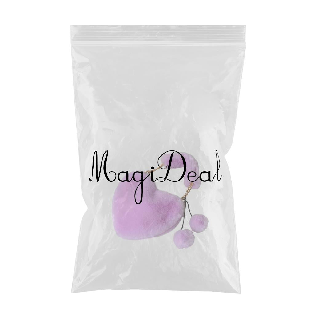 Stylish Women's Faux Fur Handbag Plush Furry Top-Handle Tote Shoulder Bag Purple