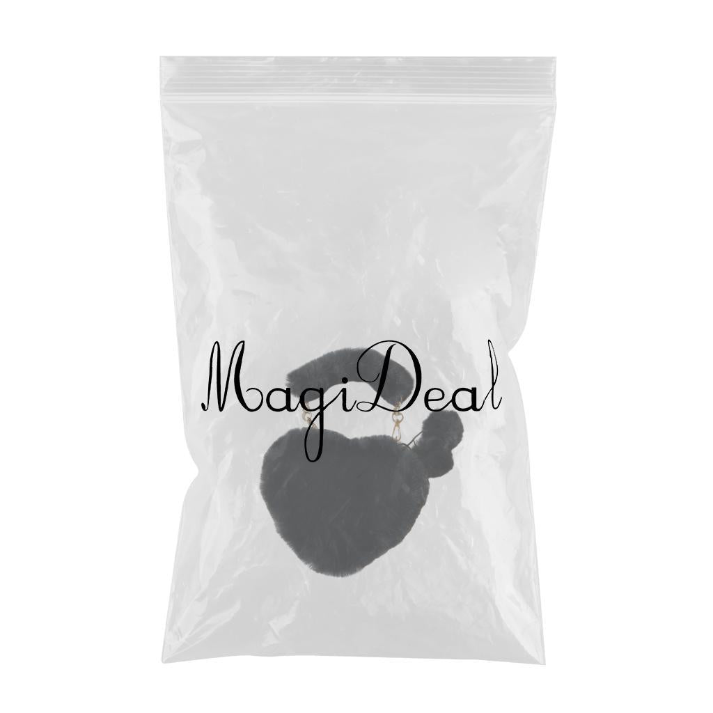 Stylish Women's Faux Fur Handbag Plush Furry Top-Handle Tote Shoulder Bag Black