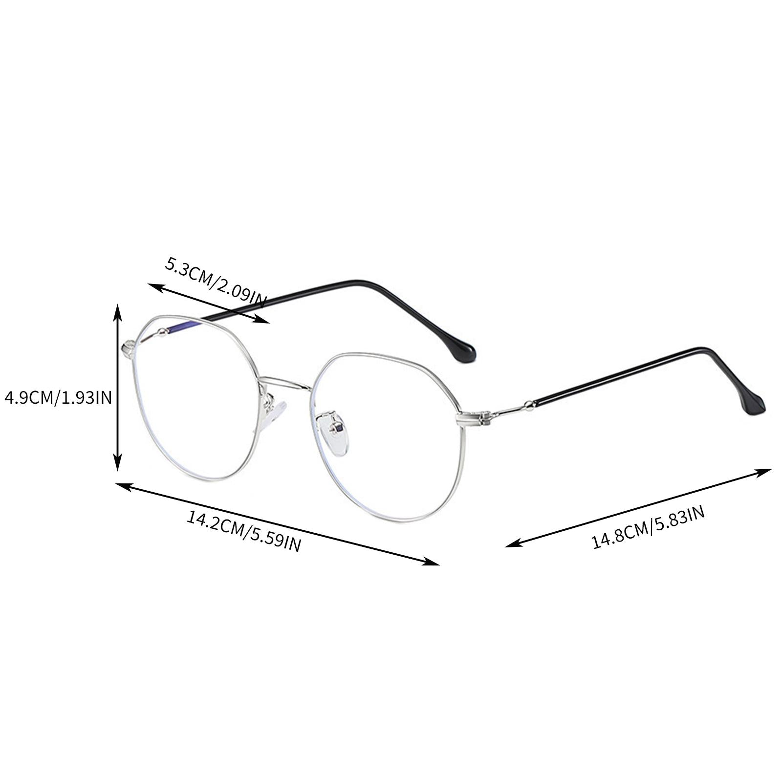 Irregular Glasses Clear Flat Lens Anti Blue Light for Men/Women silver