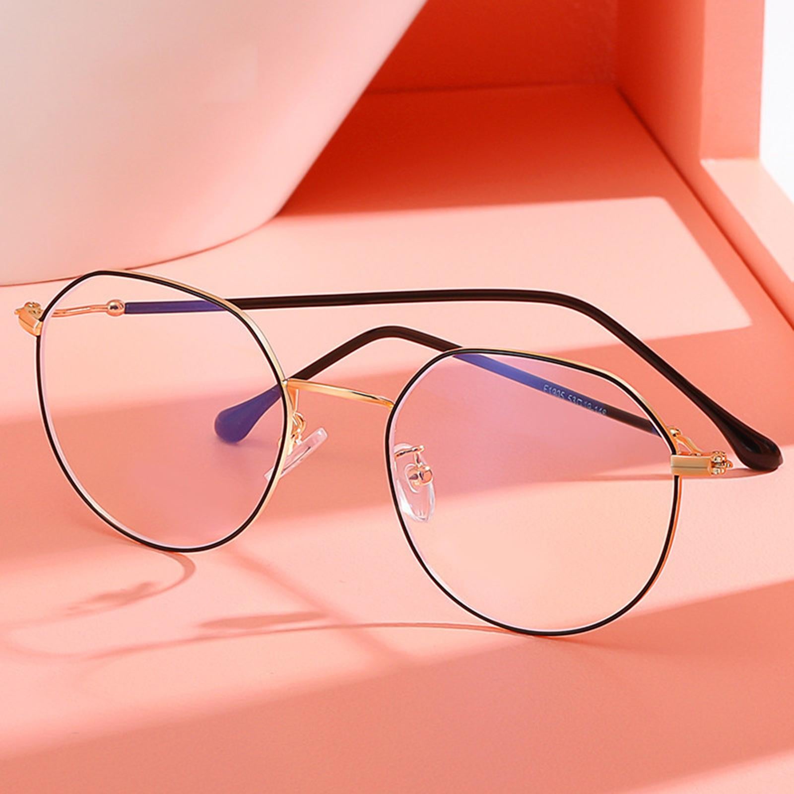 Irregular Glasses Clear Flat Lens Anti Blue Light for Men/Women black gold