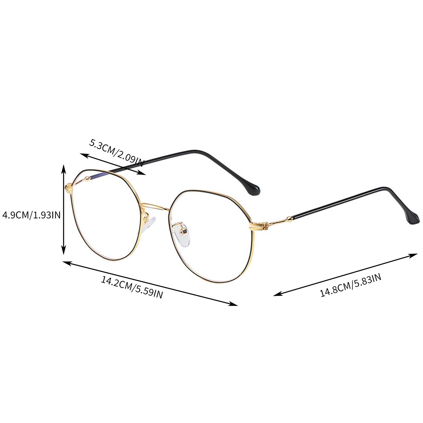 Irregular Glasses Clear Flat Lens Anti Blue Light for Men/Women black gold