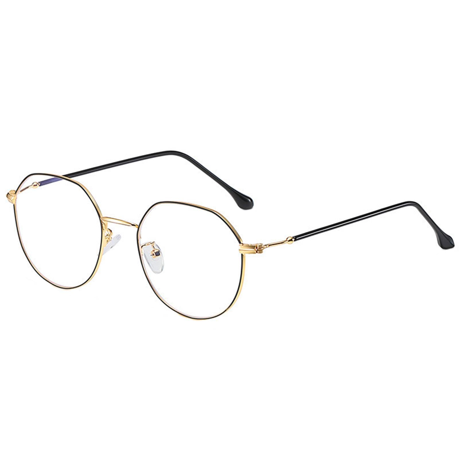 Irregular Glasses Clear Flat Lens Anti Blue Light for Men/Women black gold