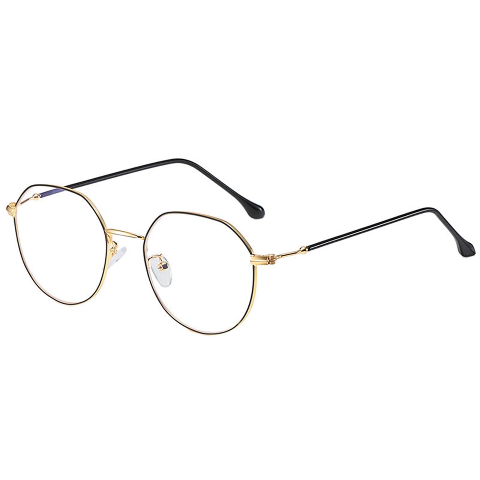 Irregular Glasses Clear Flat Lens Anti Blue Light for Men/Women black gold