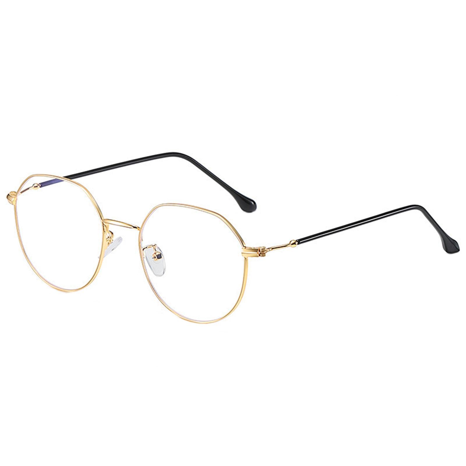 Irregular Glasses Clear Flat Lens Anti Blue Light for Men/Women gold