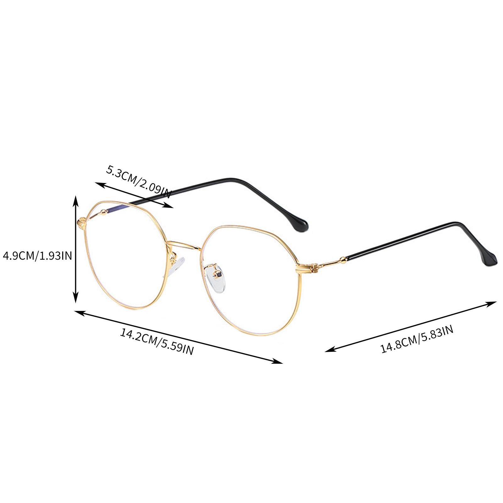 Irregular Glasses Clear Flat Lens Anti Blue Light for Men/Women gold