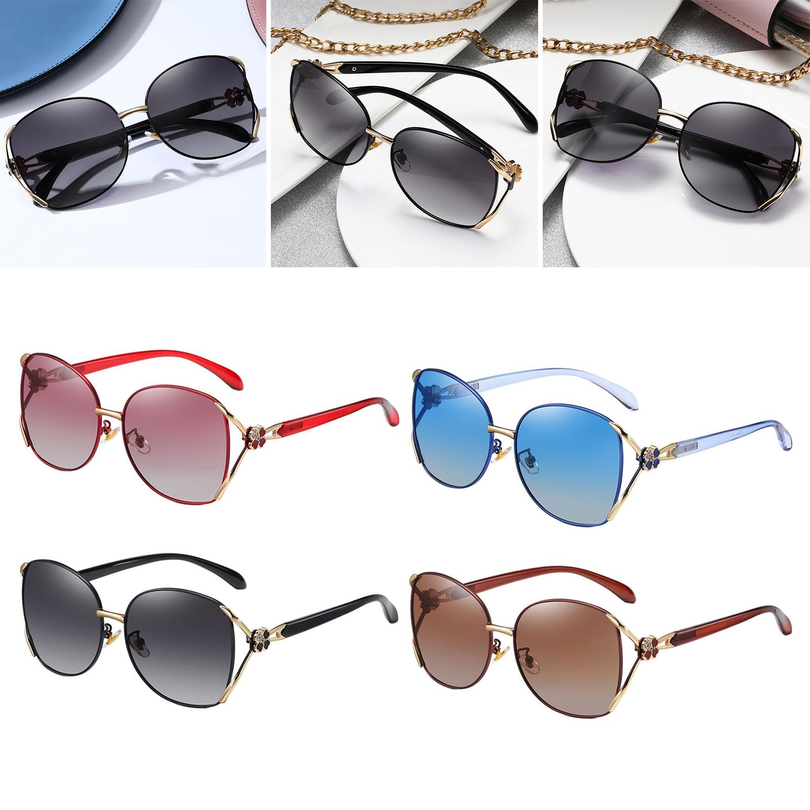 Classic Sun Glasses Fashion UV400 Ladies Large Frame Polarized Sunglasses Black Gray