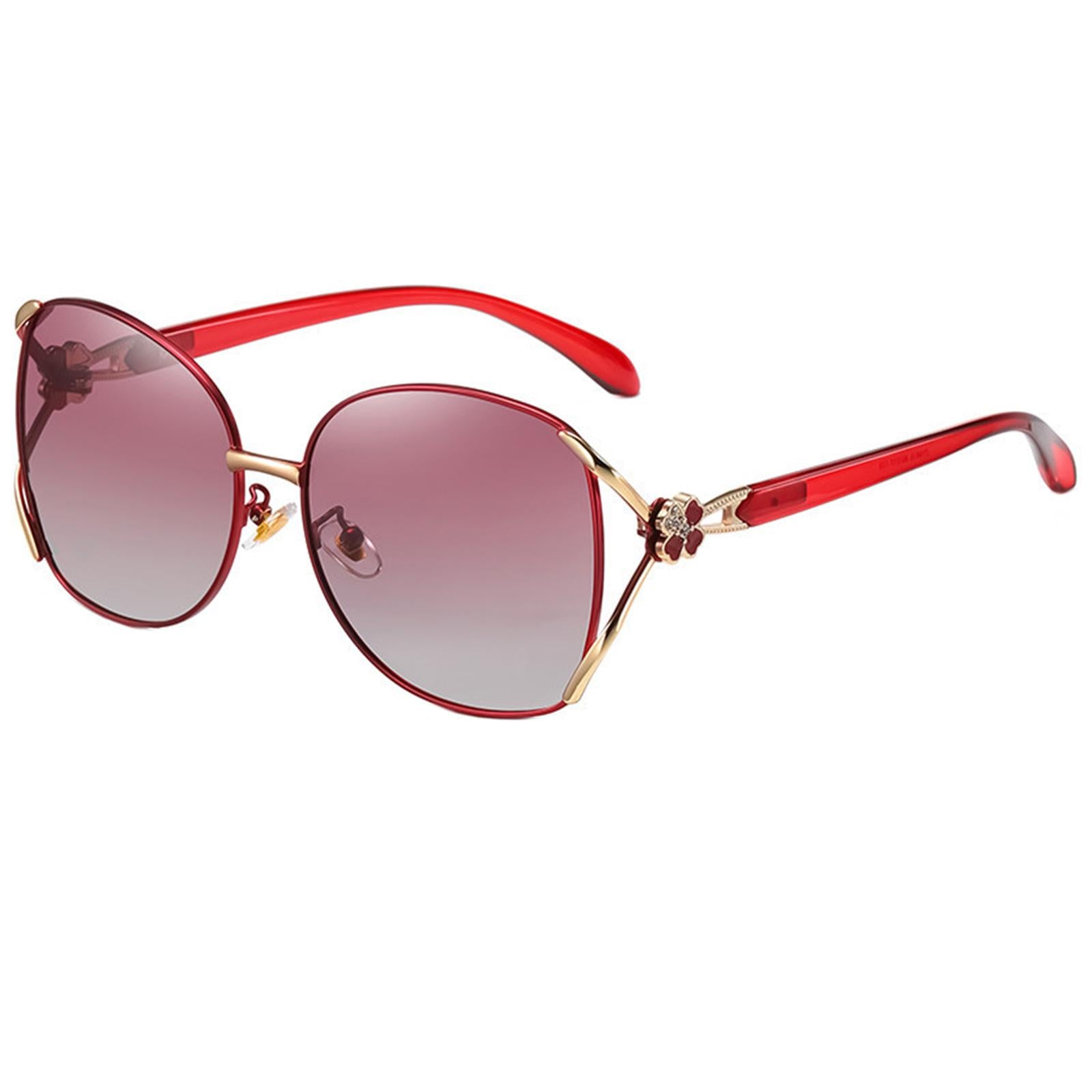 Classic Sun Glasses Fashion UV400 Ladies Large Frame Polarized Sunglasses Red